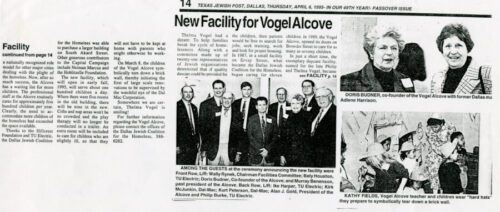 New Facility for Vogel Alcove Historical article 1995