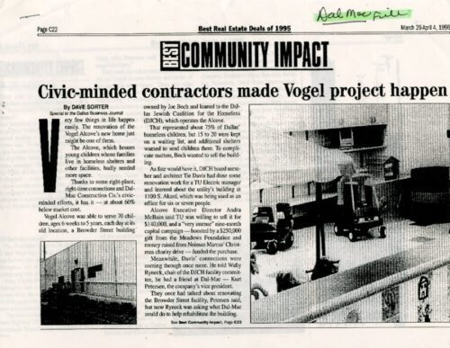 Historical article 1996 Contractors make Vogel Alcove project happen