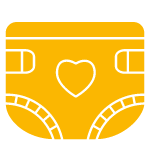 Picture of a yellow diaper one of the donation items needed at Vogel